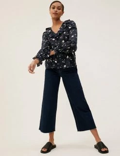 Best Pirce 🤩 M&S Collection 👚 Shirts & Blouses Pure Cotton Floral Regular Fit Blouse 😀 -New In Womens Sales 2022 SD 01 T41 5201W BB X EC 1