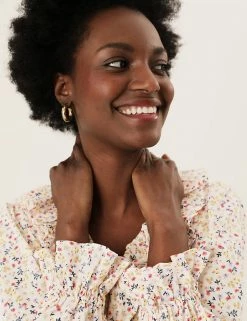 Best Pirce 🤩 M&S Collection 👚 Shirts & Blouses Pure Cotton Floral Regular Fit Blouse 😀 -New In Womens Sales 2022 SD 01 T41 5201W K4 X EC 1