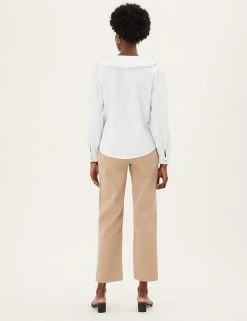 Coupon 🤩 M&S Collection 👚 Shirts & Blouses Denim Oversized Collared Regular Fit Blouse ⭐ -New In Womens Sales 2022 SD 01 T41 5212W Z0 X EC 3