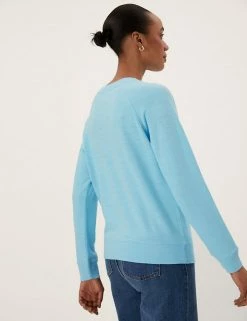 Cheap 🎁 M&S Collection Sweatshirts Pure Cotton Slogan Crew Neck Sweatshirt 😉 -New In Womens Sales 2022 SD 01 T41 6326C E4 X EC 3