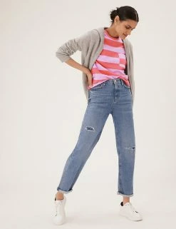 Best Sale ⌛ M&S Collection T-shirts Pure Cotton Striped Pocket T-Shirt 🎉 -New In Womens Sales 2022 SD 01 T41 6330C A4 X EC 1