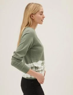 Hot Sale 😀 M&S Collection Sweatshirts Pure Cotton Tie Dye Crew Neck Sweatshirt ❤️ -New In Womens Sales 2022 SD 01 T41 6338C KA X EC 2