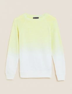 Hot Sale 😀 M&S Collection Sweatshirts Pure Cotton Tie Dye Crew Neck Sweatshirt ❤️ -New In Womens Sales 2022 SD 01 T41 6338C R4 X EC 90