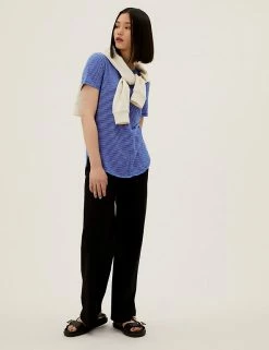 Coupon 👍 M&S Collection Women Pure Cotton Striped Longline T-Shirt 😀