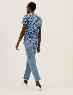 Cheap 🥰 M&S Collection Women Pure Cotton Animal Print Longline T-Shirt 👍 -New In Womens Sales 2022 SD 01 T41 6368C E4 X EC 3
