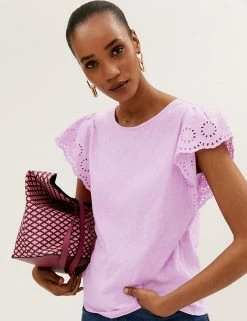 Buy 🥰 M&S Collection Vests Pure Cotton Embroidered Sleeveless Vest ❤️ -New In Womens Sales 2022 SD 01 T41 6379C IN X EC 1