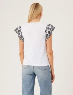 Buy 🥰 M&S Collection Vests Pure Cotton Embroidered Sleeveless Vest ❤️ -New In Womens Sales 2022 SD 01 T41 6379C P6 X EC 3