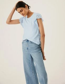 Buy 🥰 M&S Collection Vests Pure Cotton Embroidered Sleeveless Vest ❤️