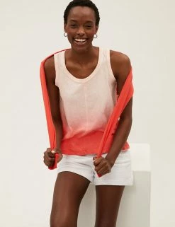 Budget ✨ M&S Collection Women Pure Cotton Tie Dye Longline Vest Top ❤️