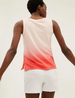 Budget ✨ M&S Collection Women Pure Cotton Tie Dye Longline Vest Top ❤️ -New In Womens Sales 2022 SD 01 T41 6383C PH X EC 3