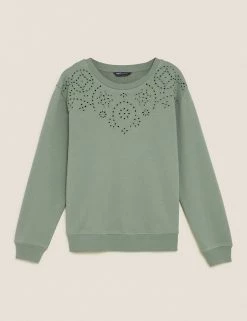 Best reviews of ๐ M&S Collection Sweatshirts Pure Cotton Embroidered Sweatshirt ๐