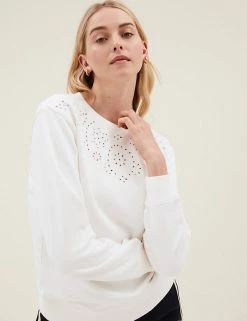 Best reviews of 😀 M&S Collection Sweatshirts Pure Cotton Embroidered Sweatshirt 👍 -New In Womens Sales 2022 SD 01 T41 6385C KY X EC 0