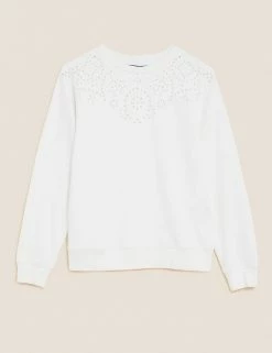 Best reviews of 😀 M&S Collection Sweatshirts Pure Cotton Embroidered Sweatshirt 👍 -New In Womens Sales 2022 SD 01 T41 6385C KY X EC 90