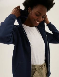 Brand new 😍 M&S Collection Tops Pure Cotton Zip Up Hoodie 🌟 -New In Womens Sales 2022 SD 01 T41 6386C F0 X EC 0