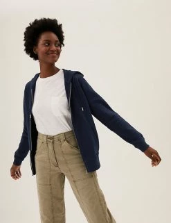 Brand new 😍 M&S Collection Tops Pure Cotton Zip Up Hoodie 🌟 -New In Womens Sales 2022 SD 01 T41 6386C F0 X EC 2