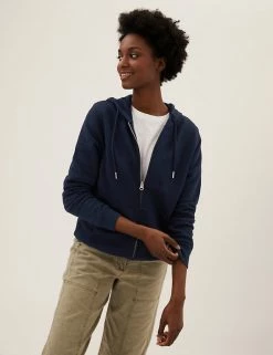 Brand new 😍 M&S Collection Tops Pure Cotton Zip Up Hoodie 🌟 -New In Womens Sales 2022 SD 01 T41 6386C F0 X EC 3