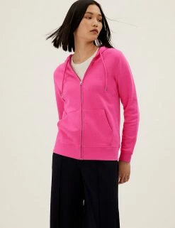 Brand new 😍 M&S Collection Tops Pure Cotton Zip Up Hoodie 🌟 -New In Womens Sales 2022 SD 01 T41 6386C FD X EC 1