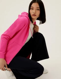 Brand new 😍 M&S Collection Tops Pure Cotton Zip Up Hoodie 🌟 -New In Womens Sales 2022 SD 01 T41 6386C FD X EC 2