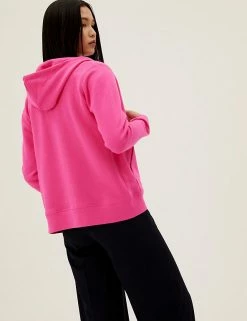 Brand new 😍 M&S Collection Tops Pure Cotton Zip Up Hoodie 🌟 -New In Womens Sales 2022 SD 01 T41 6386C FD X EC 3