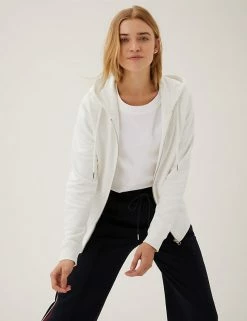 Brand new 😍 M&S Collection Tops Pure Cotton Zip Up Hoodie 🌟 -New In Womens Sales 2022 SD 01 T41 6386C KY X EC 1