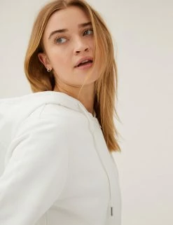 Brand new 😍 M&S Collection Tops Pure Cotton Zip Up Hoodie 🌟 -New In Womens Sales 2022 SD 01 T41 6386C KY X EC 2