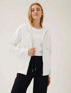Brand new 😍 M&S Collection Tops Pure Cotton Zip Up Hoodie 🌟 -New In Womens Sales 2022 SD 01 T41 6386C KY X EC 4