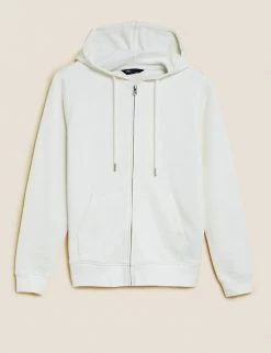 Brand new 😍 M&S Collection Tops Pure Cotton Zip Up Hoodie 🌟 -New In Womens Sales 2022 SD 01 T41 6386C KY X EC 90