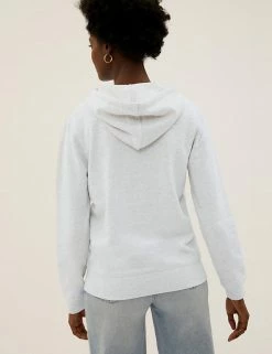 Brand new 😍 M&S Collection Tops Pure Cotton Zip Up Hoodie 🌟 -New In Womens Sales 2022 SD 01 T41 6386C UT X EC 2