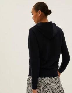 Brand new 😍 M&S Collection Tops Pure Cotton Zip Up Hoodie 🌟 -New In Womens Sales 2022 SD 01 T41 6386C Y0 X EC 2