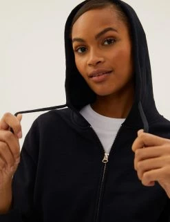 Brand new 😍 M&S Collection Tops Pure Cotton Zip Up Hoodie 🌟 -New In Womens Sales 2022 SD 01 T41 6386C Y0 X EC 3