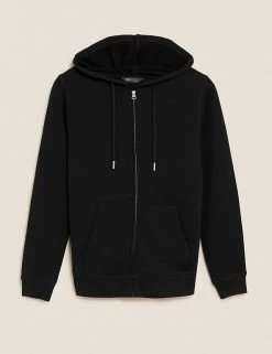 Brand new 😍 M&S Collection Tops Pure Cotton Zip Up Hoodie 🌟 -New In Womens Sales 2022 SD 01 T41 6386C Y0 X EC 90