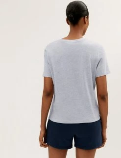 Promo 🤩 M&S Collection T-shirts Pure Cotton Snoopy™ Short Sleeve T-Shirt 👍 -New In Womens Sales 2022 SD 01 T41 6387C UT X EC 2