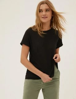 Deals ⭐ M&S Collection Women Rich Crew Neck T-Shirt 🌟