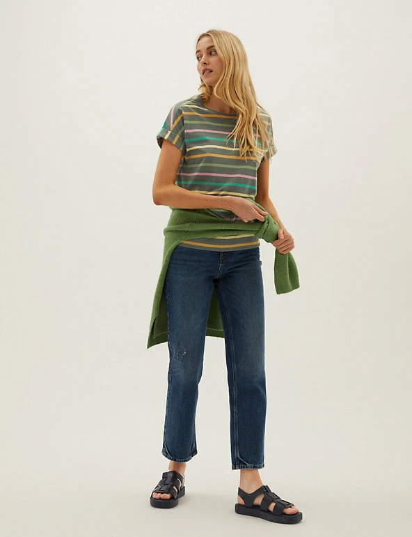 Brand new π M&S Collection T-shirts Striped Crew Neck T-Shirt With Linen π 1 Brand new π M&S Collection T-shirts Striped Crew Neck T-Shirt With Linen π