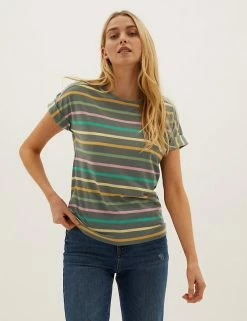 Brand new π M&S Collection T-shirts Striped Crew Neck T-Shirt With Linen π 8 Brand new π M&S Collection T-shirts Striped Crew Neck T-Shirt With Linen π -New In Womens Sales 2022 SD 01 T41 6663C KA X EC 2