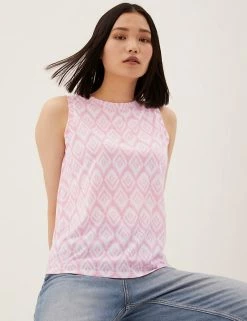 Top 10 ✔️ M&S Collection Vests Printed Crew Neck Sleeveless Vest Top 🛒 -New In Womens Sales 2022 SD 01 T41 6913 A4 X EC 1