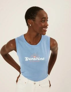 Top 10 ✔️ M&S Collection Vests Printed Crew Neck Sleeveless Vest Top 🛒 -New In Womens Sales 2022 SD 01 T41 6913 E4 X EC 0