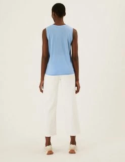 Top 10 ✔️ M&S Collection Vests Printed Crew Neck Sleeveless Vest Top 🛒 -New In Womens Sales 2022 SD 01 T41 6913 E4 X EC 3