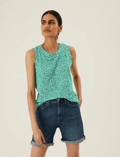 Top 10 ✔️ M&S Collection Vests Printed Crew Neck Sleeveless Vest Top 🛒 -New In Womens Sales 2022 SD 01 T41 6913 J4 X EC 0