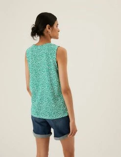 Top 10 ✔️ M&S Collection Vests Printed Crew Neck Sleeveless Vest Top 🛒 -New In Womens Sales 2022 SD 01 T41 6913 J4 X EC 3