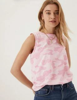 Top 10 ✔️ M&S Collection Vests Printed Crew Neck Sleeveless Vest Top 🛒