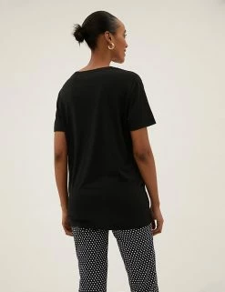 Cheapest 🧨 M&S Collection Women V-Neck Longline T-Shirt 🎉 -New In Womens Sales 2022 SD 01 T41 6916 Y0 X EC 3