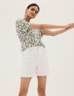 Deals ❤️ M&S Collection Women Printed V-Neck Longline T-Shirt 😉 -New In Womens Sales 2022 SD 01 T41 6917 KA X EC 2