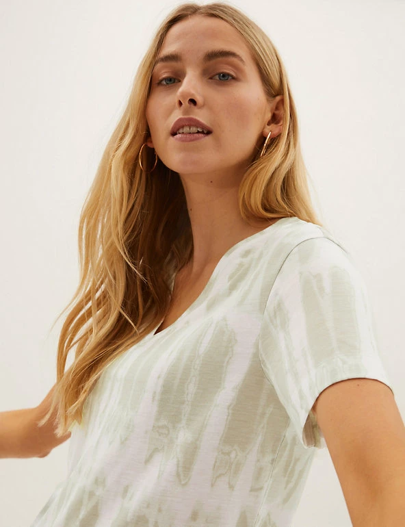 Coupon ⌛ M&S Collection Women Tie Dye V-Neck Relaxed Longline T-Shirt ✔️ 8 Coupon ⌛ M&S Collection Women Tie Dye V-Neck Relaxed Longline T-Shirt ✔️ - Image 8