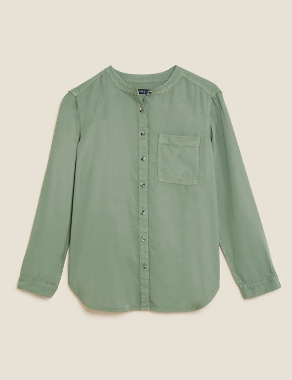 Brand new π M&S Collection π Shirts & Blouses Pure Tencelβ’ Collarless Long Sleeve Blouse π₯ 1 Brand new π M&S Collection π Shirts & Blouses Pure Tencelβ’ Collarless Long Sleeve Blouse π₯