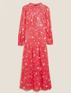 Best deal 😍 M&S Collection 👗 Dresses Cotton Blend Floral Maxi Tiered 👗 Dress 💯
