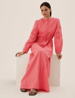 Brand new 🥰 M&S Collection 👗 Dresses Pure Cotton Cutwork Maxi Column 👗 Dress 🤩 -New In Womens Sales 2022 SD 01 T42 1037X CG X EC 1