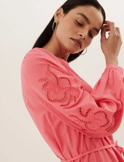 Brand new 🥰 M&S Collection 👗 Dresses Pure Cotton Cutwork Maxi Column 👗 Dress 🤩 -New In Womens Sales 2022 SD 01 T42 1037X CG X EC 3