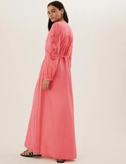 Brand new 🥰 M&S Collection 👗 Dresses Pure Cotton Cutwork Maxi Column 👗 Dress 🤩 -New In Womens Sales 2022 SD 01 T42 1037X CG X EC 5