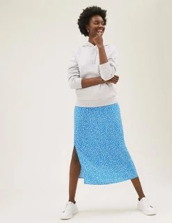 Cheapest 🤩 M&S Collection 👗 Skirts Printed Pleated Midi A-Line 👗 Skirt 💯 -New In Womens Sales 2022 SD 01 T42 2806 E4 X EC 1